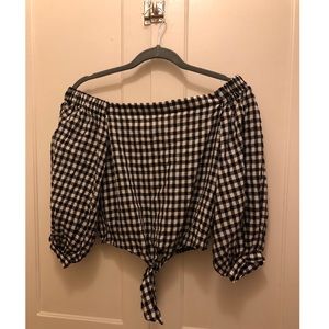 Off the Shoulder Gingham Top